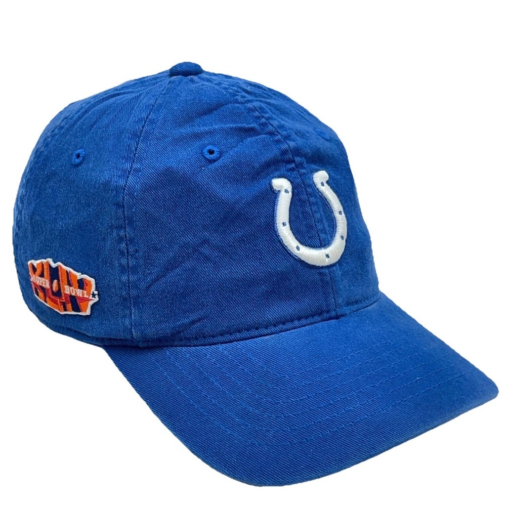Indianapolis Colts Hat Cap Stretch Flex Fit OSFA Blue Plain Logo VTG Y2K Reebok